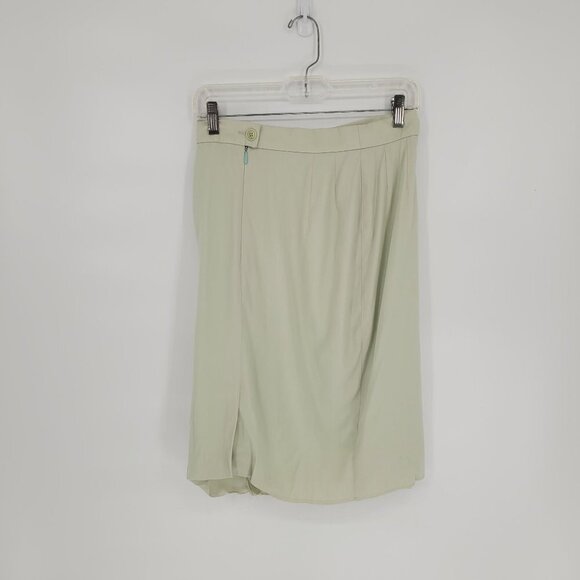 Escada by margaretha Ley womens 38 US 8 Med green skirt wool silk blend FLAWED - Picture 2 of 14